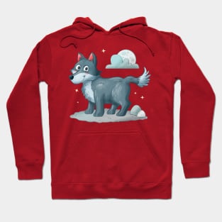 Hand Drawn Cartoon Wolf Hoodie